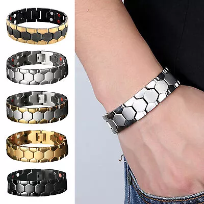 Men Bracelet Magnetic Alloy Durable Detachable Therapy Bracelet Daily Jewelry Ss • $7.82