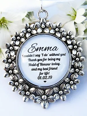 Maid Of Honour Bouquet Charm Thank You Friend Quote Flowers Charm Wedding Gift • £6.79