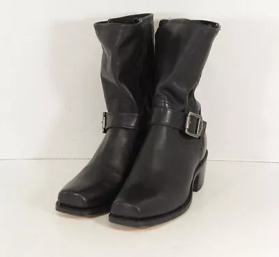 $398 Frye Womens Cavalry 8L Leather Pull On Heeled Boot Shoes Black US 7 • $139.99