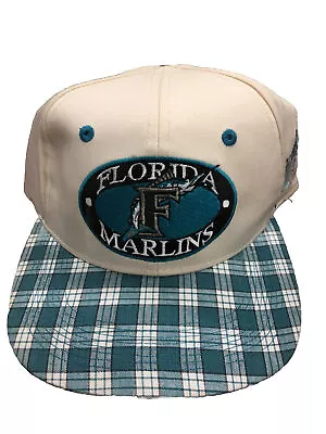 Florida Marlins Hat SnapBack NWT Vintage 90's Cap - Plaid Brim Box1 • $19.99