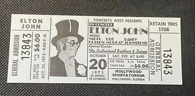 Elton John Ticket Stub Vintage Original 1973 Yellow Brick Road • $225