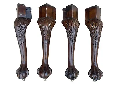 Reclaimed Solid Mahogany Cabriole Table Legs With Casters Antique Dining Claw • £50