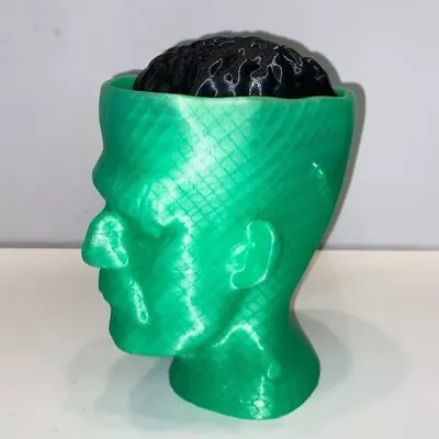 Handmade 3D Printed Monster Frankenstein Head And Removable Brain Figurine Bust • $29.98