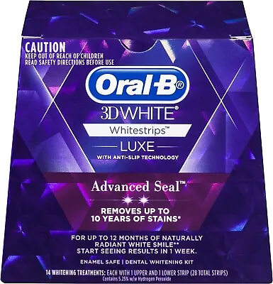 $36.49 • Buy Oral B 3D White Luxe Advanced Seal Teeth Whitening White Strips 14 Pack BRANDNEW