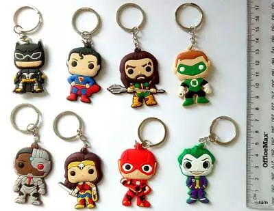 $14.99 • Buy 8 Pcs Dc Justice League Keychains Keyring School Bag Tag Birthday Party Favors