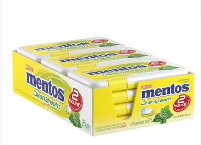 Full Box Mentos Clean Breath Lemon Mint Sugar Free Candy Pack Of 12 • $54.99