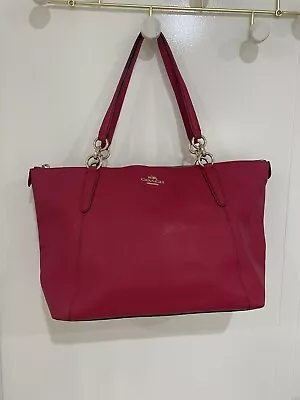 Coach AVA Ruby Pink Crossgrain Leather Shoulder Tote Bag Handbag F57526 • $120