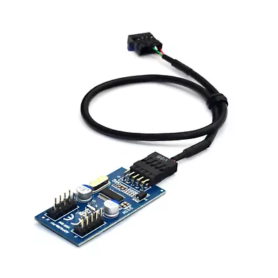 Internal 9-Pin USB2.0 Splitter 1 Male To 2 Female Motherboard Pin To PC Case C • £11.03