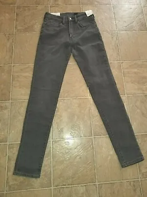 New H&m Sz 28 Skinny Jeans Charcoal Black Stretchy 30  Insesam Y2  • $15.99