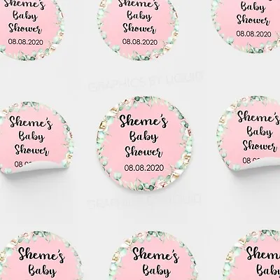 Baby Shower Stickers Personalised Babyshower Thank You Favour Gift Baby Name • £1.99