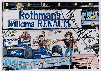 Hand Signed Damon Hill Photograph Autograph Signature Rothmans Williams Cartoon • £30