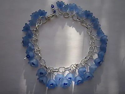 £6.59 • Buy Blue Lucite Flower Charm Bracelet - Silver Plated - Bluebells