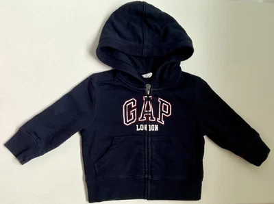 £2.99 • Buy Baby Gap LONDON Boys Navy Blue Zippered Hoodie Jacket 12-18 Months