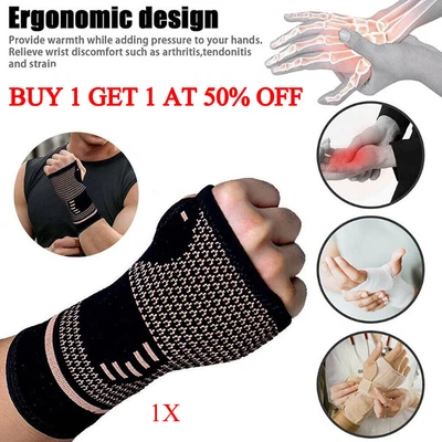 £4.93 • Buy Copper Wrist Hand Brace Support For Carpal Tunnel Splint Strap Sprain Arthritis