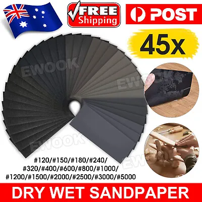 $8.95 • Buy 45Pcs Wet&Dry Sandpaper Polishing Abrasive Waterproof Paper Sheets 120-5000 Grit