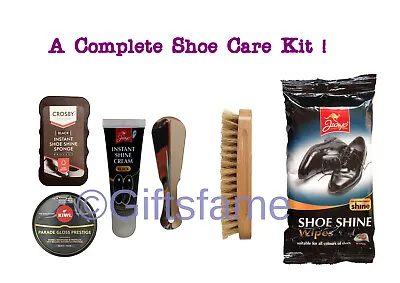 £2.99 • Buy Kiwi Complete Shoe Care Boot Polishing Polish Cleaning Kit Set Brush Wipes Horn