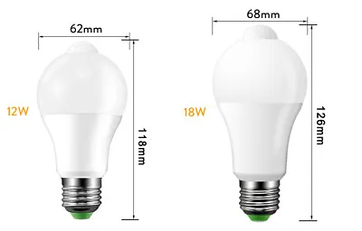 PIR Infrared Motion Sensor LED Bulb Light E27 12W 18W 110V 220V Cool White SS742 • $7.52