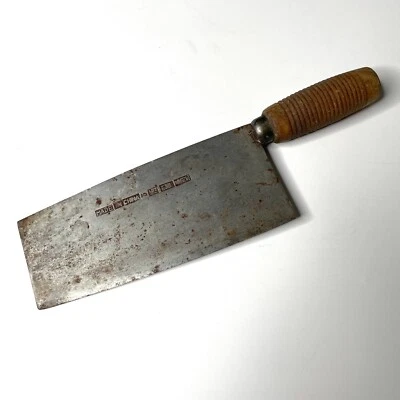$34.99 • Buy Vintage Chinese Chef's Knife CARBON STEEL Cleaver Chopper Wood Handle 8  Blade
