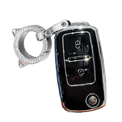 2 Button Key Bag Case Cover Fob For VW MK4 Bora Golf 4 5 6 Jetta Passat Black • $17.61