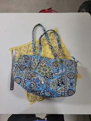 Vera Bradley Handbag Mini Duffel Duffle Purse Bag Blue Teal Paisley • $20