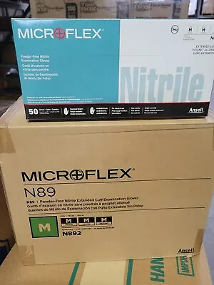 Microflex N89 Nitrile Exam Gloves Case / 10 Boxes Sz Medium Powder Free • $25.99