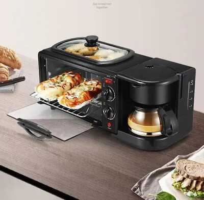 All In One Home Use Oven Coffee Maker Bread Roaster Frying Pan Breakfast Machine • $59.99
