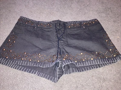 £15 • Buy Kate Moss Topshop Black Boho Embellished Hotpants/Shorts 14 