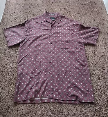 J.Ferrar Dress Short Sleeve Button Down Shirt Burgundy Casual Preppy Medium • $6.30