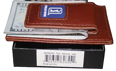 Official Pga Tour Magnetic Money Clip 100% Leather Brown Wallet Nib $39.99 • $13.99