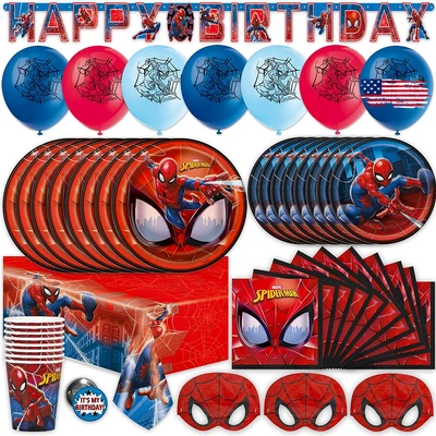 $70 • Buy Spiderman Birthday Party Supplies Set Spiderman Party Birthday Serves 16 Guests