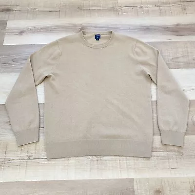 J Crew Men's 100% Cashmere Crew-Neck Camel Sweater Size Large • $50