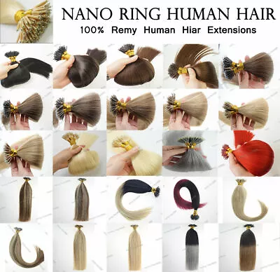 Nano Ring Tip Hair Extensions Micro Nano Beads Link Double Drawn Real Human Hair • $102.06