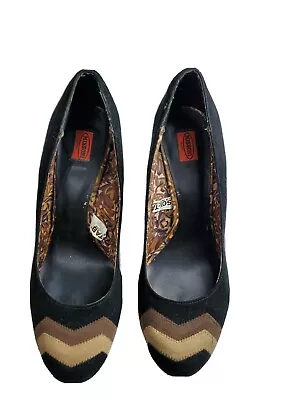 £15.38 • Buy Missoni For Target Black Suede Heels Size 10 Chevron Toe Shoes / Pumps Leather