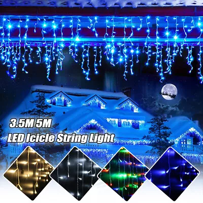 3.5M 5M LED Christmas Halloween Icicle Lights Outdoor LED Curtain String Lights • £11.75