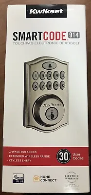 Kwikset 99140-023 Deadbolt Smart Door Lock -ZWave-Satin Nickel-NEW • $51