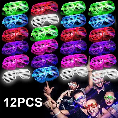 £7.39 • Buy 12PCS Flashing Party Glasses | LED Light Up Glow Neon Shutter Shades Disco Rave