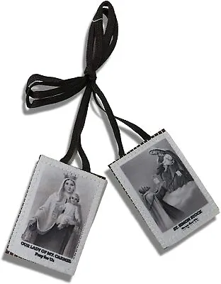 Vintage Style Wool-Backed Scapulars Catholic Colorless Scapular Necklace 18 In • $7.88