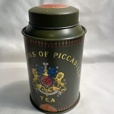 Vintage Tea Tin -Jacksons Of Piccadilly -Green Round Canister 6.5x4” • $9.50