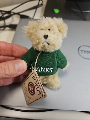 Rare Boyds 4  Plush Mini Message Bear Thanks Green Sweater Thinkin' Of Ya Series • $39.97