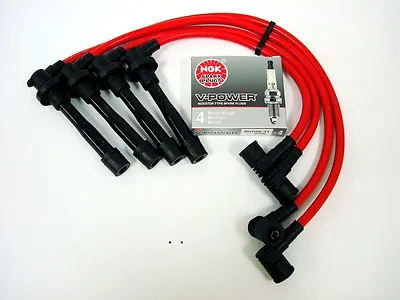 Vms 99-00 Civic Si B16 10.2 Mm 10.2mm Spark Plug Wires Set Ngk V-power Plugs Red • $56.88