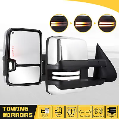 Chrome Tow Mirrors Smoked Switchback For 2003-2007 Chevy Silverado GMC Sierra • $178.59