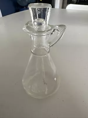 Vintage Glass Oil/Vinegar Cruet W/Glass Stopper 6  Tall Small Decanter • $9.99