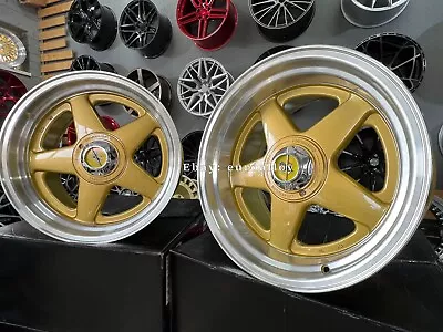 $1574.66 • Buy New 17 Inch 4X100 Ferrari Stance Deep Dish Lip GOLD Wheels For BMW E30 HONDA VW