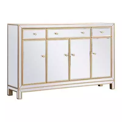 Elegant Decor Reflexion 56  Transitional MDF And Metal Mirrored Credenza In Gold • $839.99