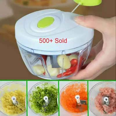 NEW Food Hand Held Chopper Pull Cord Pulling Veg Slicer Kitchen UK Manual • £6.89