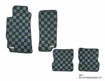 P2M Checkered Flag Race Carpet Floor Mats Front & Rear For Mazda RX-8 SE3P New • $95