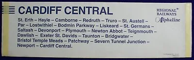 Cardiff Central Regional Railways Alphaline Carriage Window Label 1145 Penzance • £15