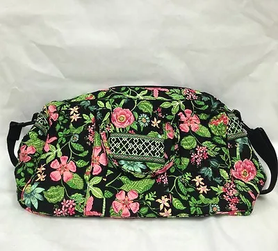 VERA BRADLEY Tote Shoulder Bag Botanica Black Green Pink Cotton L • $79.99