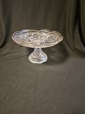 Clear Cut Glass Pedestal Cake/Desserts Stand 5 Inches Tall  Vintage Beautiful • $23