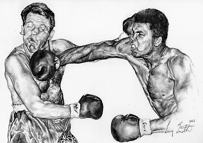 'Sting Like A Bee' Muhammad Ali Vs Brian London – Original Art A4 Drawing Boxing • £85.99